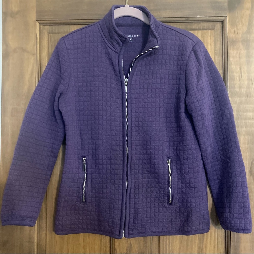 5/$15 Karen Scott Sport Casual Purple Zip-up Sweatshirt PS